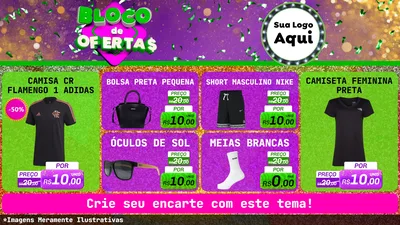 Modelo de TV para TV Horizontal com o tema Bloco de Ofertas para Roupas e acessórios