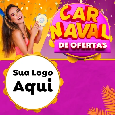 Modelo de Rede Social para Feed Facebook com o tema Carnaval de Ofertas para Supermercado