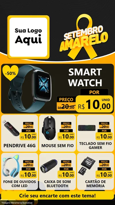 Modelo de Rede Social para Stories com o tema Setembro Amarelo para Informática