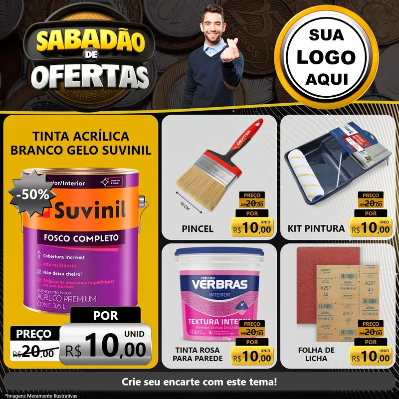 Modelo de Rede Social para Feed Facebook com o tema Sabadão de Ofertas para Tintas e Ferramentas
