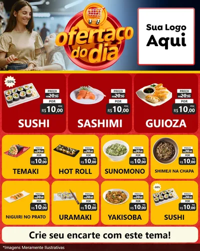 Modelo de Rede Social para Feed Instagram com o tema Ofertaço Do Dia para Comida japonesa