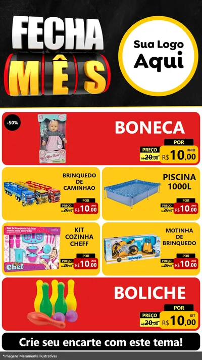 Modelo de TV para TV Vertical com o tema Fecha Mês para Brinquedos