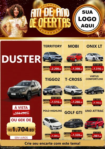 Modelo de Encarte para Encarte A4 Vertical com o tema Fim de Ano de Ofertas para Concessionaria de Carros