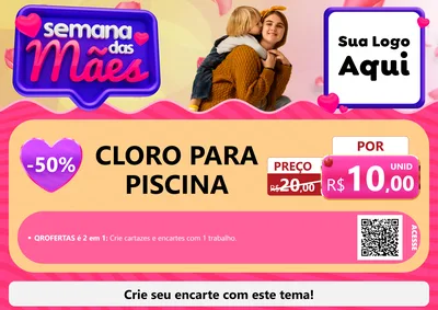 Modelo de Cartaz para Cartaz A4 Horizontal com o tema Semana das Mães para Produtos para Piscina