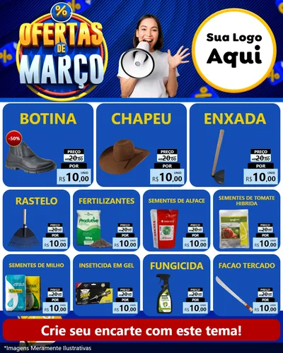 Modelo de Rede Social para Feed Instagram com o tema Ofertas de Março para Agropecuária
