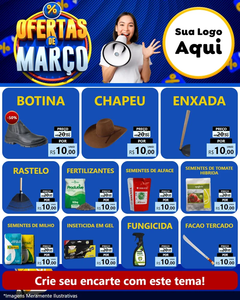 Modelo de Rede Social para Feed Instagram com o tema Ofertas de Março para Agropecuária