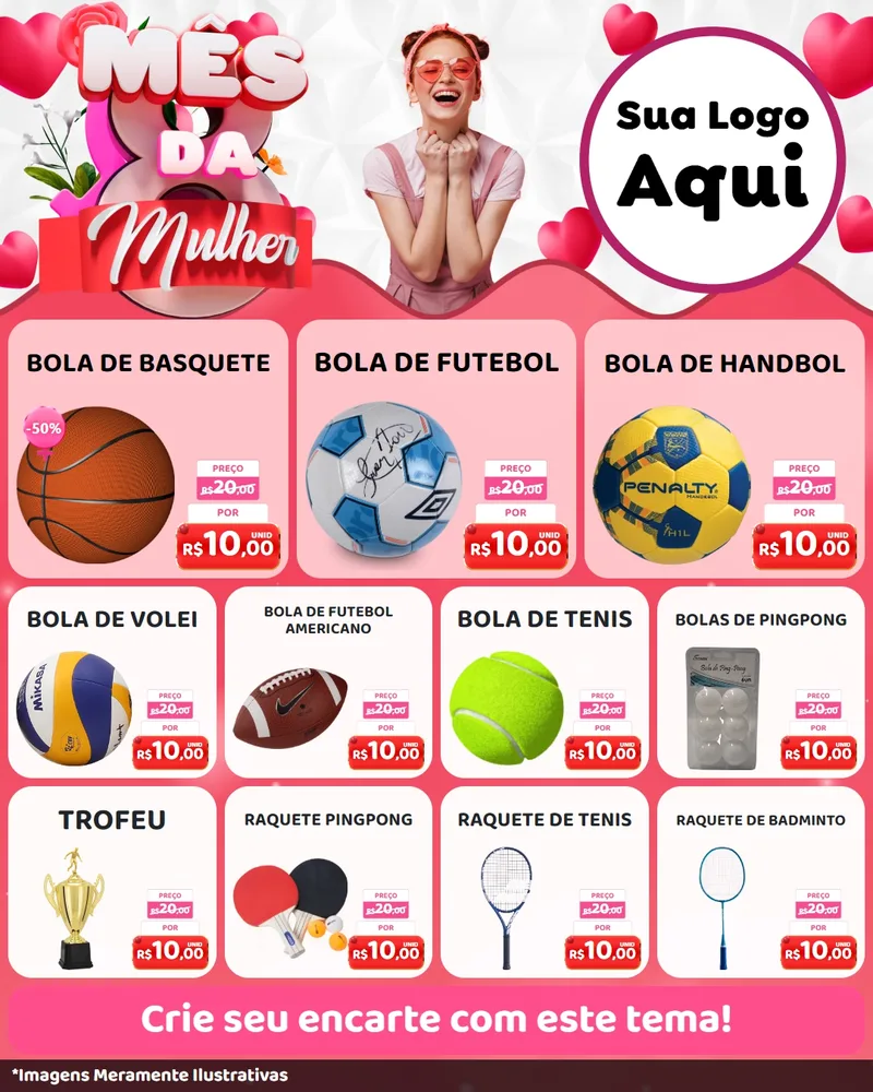 Modelo de Rede Social para Feed Instagram com o tema Mês da Mulher para Artigos Esportivos