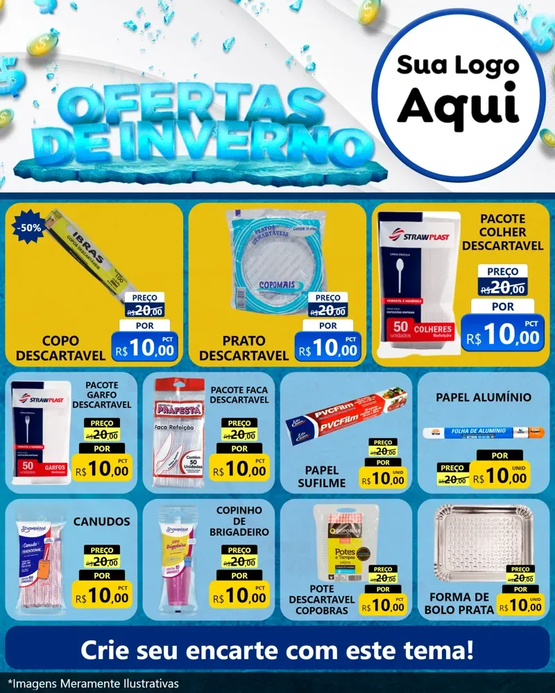 Modelo de Rede Social para Feed Instagram com o tema Ofertas de Inverno para Embalagens
