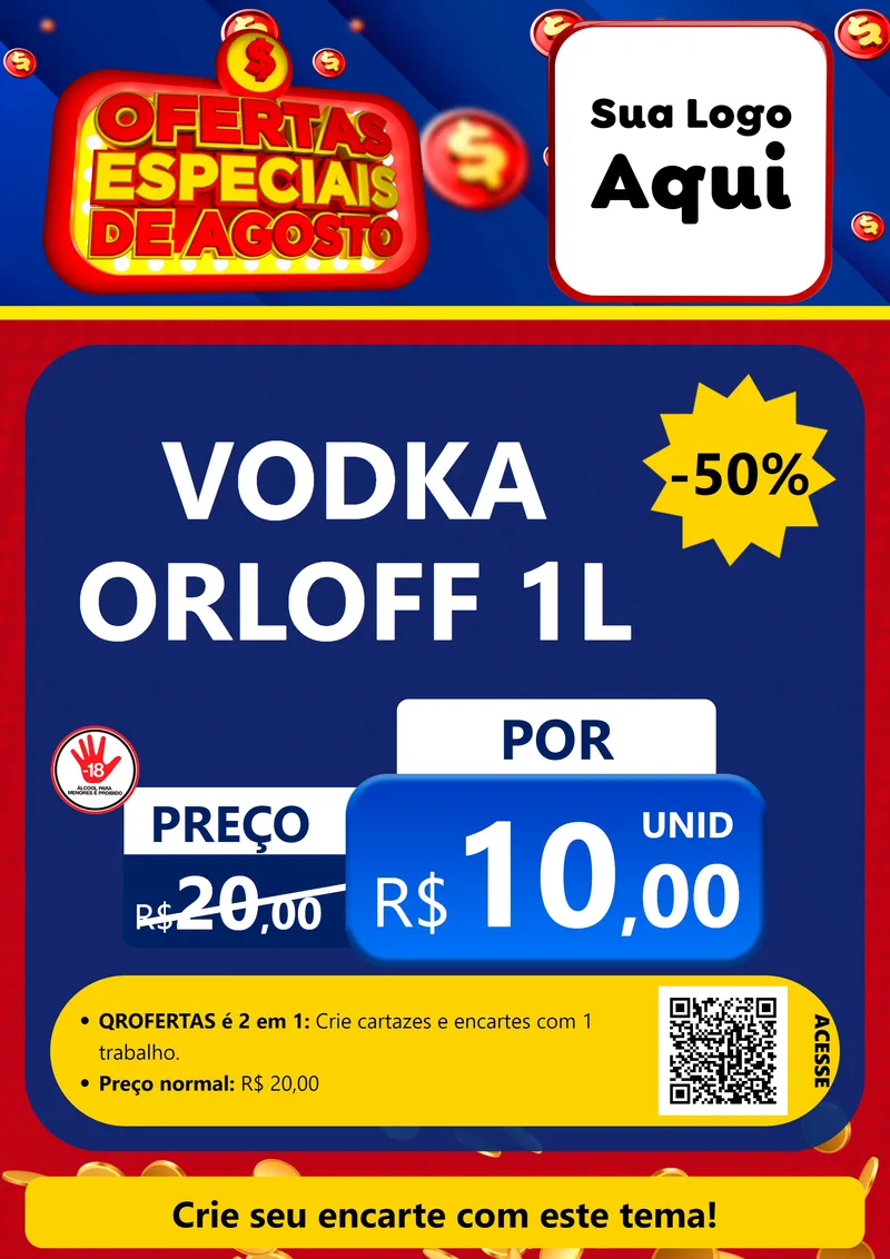 Modelo de Cartaz para Cartaz A4 Vertical com o tema Ofertas Especiais de Agosto para Distribuidora de bebidas
