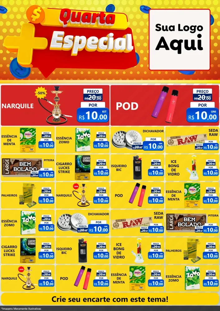 Modelo de Encarte para Encarte A4 Vertical com o tema Quarta Mais Especial para Tabacaria