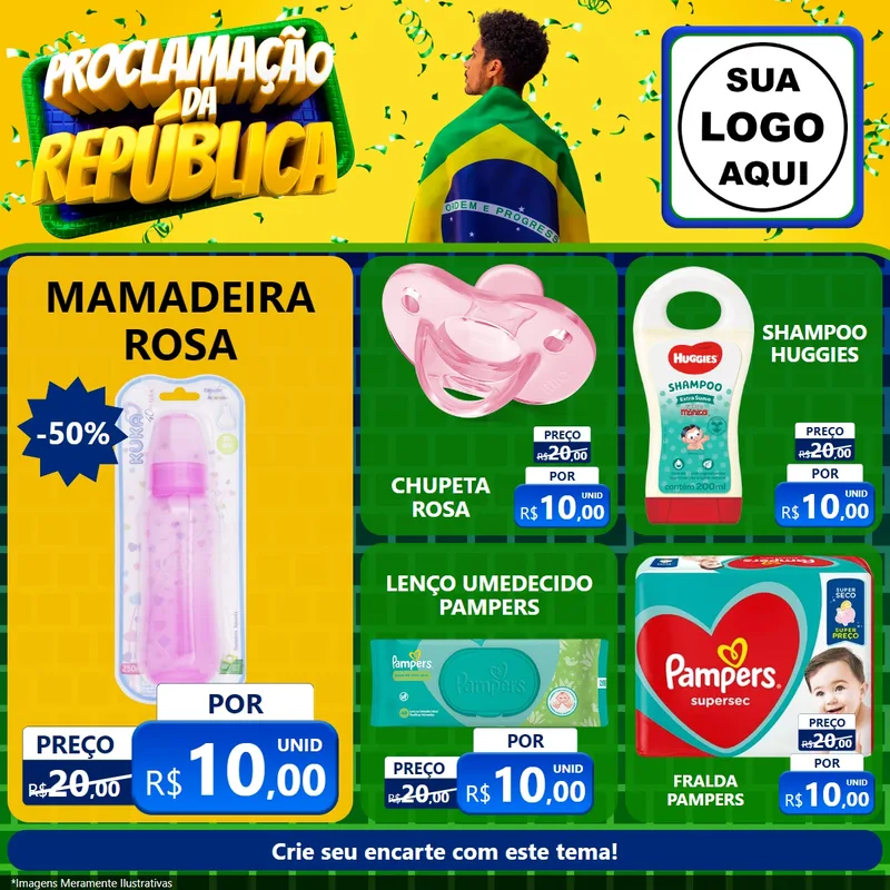 Modelo de Rede Social para Feed Facebook com o tema Proclamação da República para Bebês