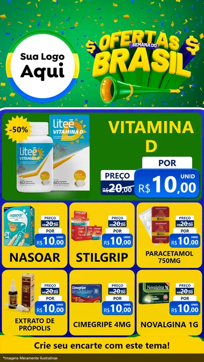 Modelo de Rede Social para Stories com o tema Ofertas Semana do Brasil para Farmácia