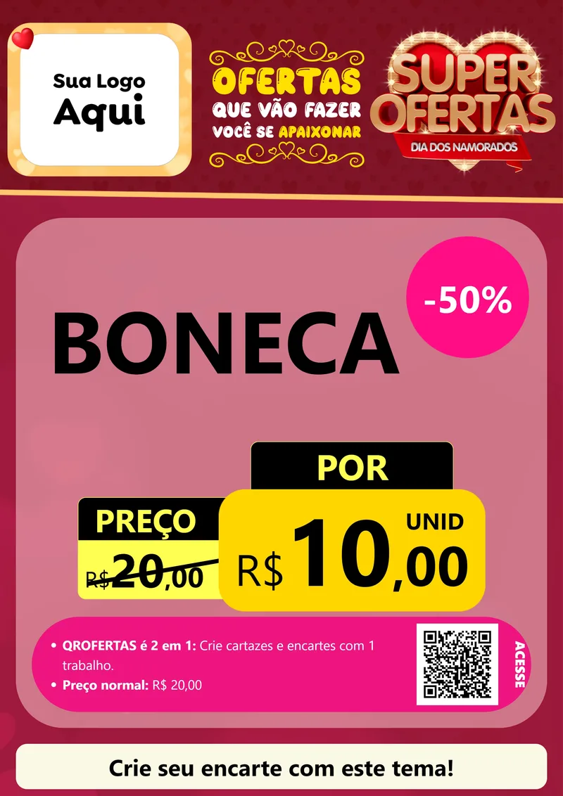 Modelo de Cartaz para Cartaz A4 Vertical com o tema Dia dos Namorados para Brinquedos