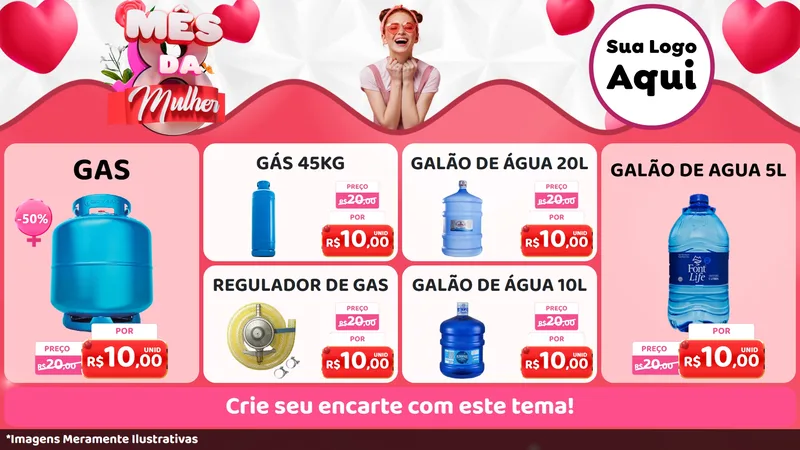 Modelo de TV para TV Horizontal com o tema Mês da Mulher para Água e gás