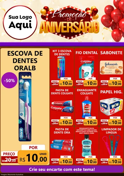 Modelo de Encarte para Encarte A4 Vertical com o tema Promoção de Aniversário para Higiene Pessoal