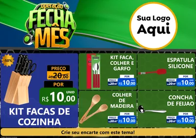 Modelo de Encarte para Encarte A4 Horizontal com o tema Operação Fecha Mês para Utilidades Domésticas