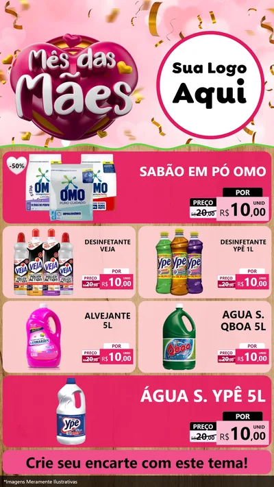 Modelo de TV para TV Vertical com o tema Mês das Mães para Produtos de Limpeza