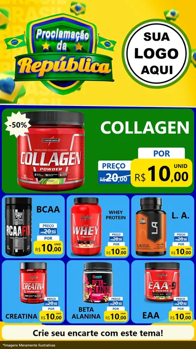Modelo de Rede Social para Stories com o tema Proclamação da República para Suplementos alimentares