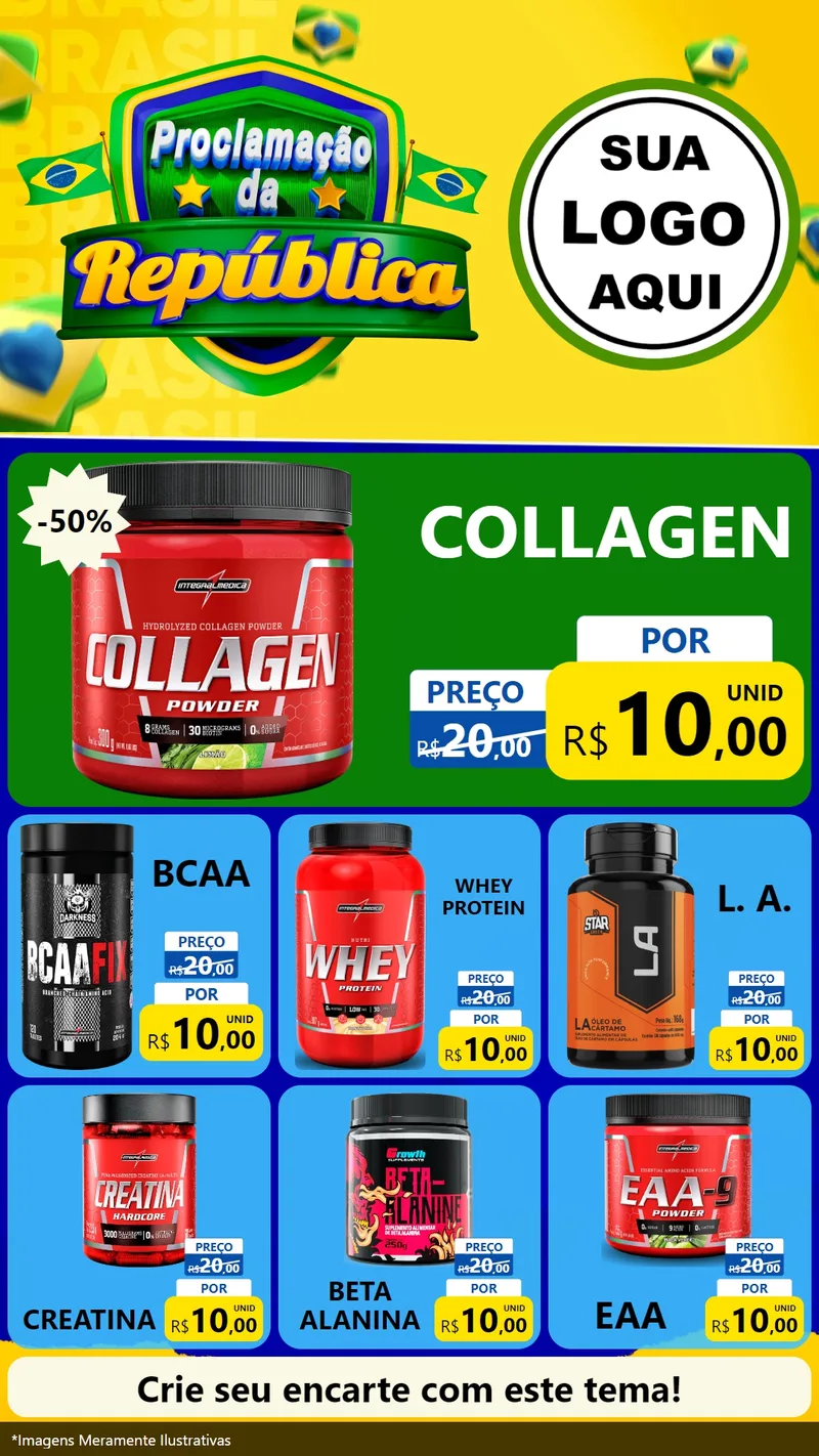 Modelo de Rede Social para Stories com o tema Proclamação da República para Suplementos alimentares