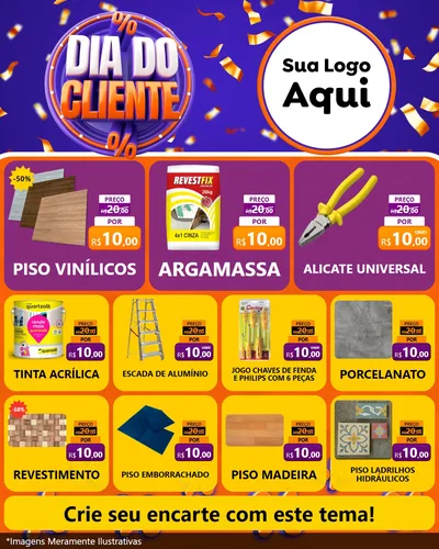 Modelo de Rede Social para Feed Instagram com o tema Dia do Cliente para Material para Construção