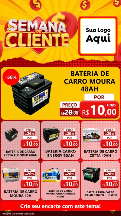 Modelo de Rede Social para Stories com o tema Semana do Cliente para Baterias Elétricas