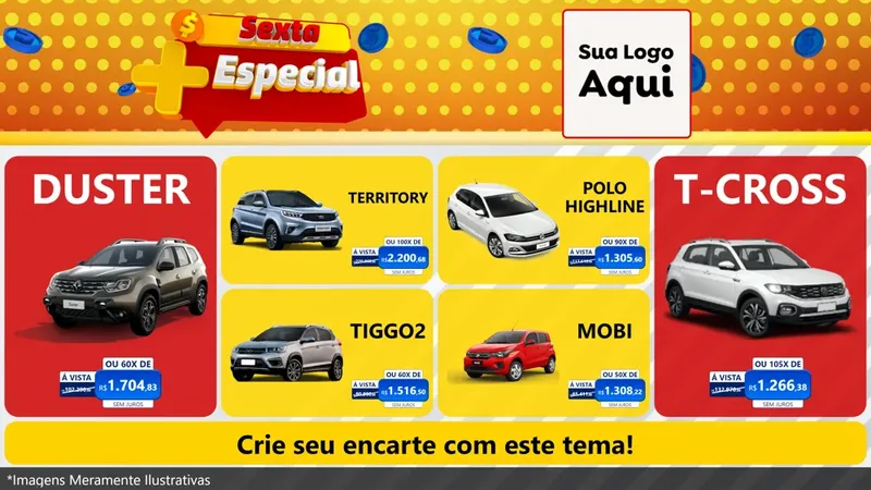 Modelo de TV para TV Horizontal com o tema Sexta Mais Especial para Concessionaria de Carros