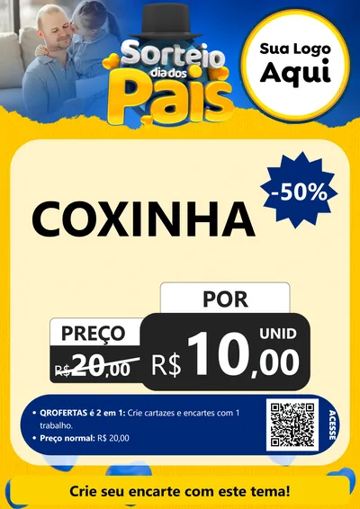 Modelo de Cartaz para Cartaz A4 Vertical com o tema Sorteio Dia Dos Pais para Salgadaria