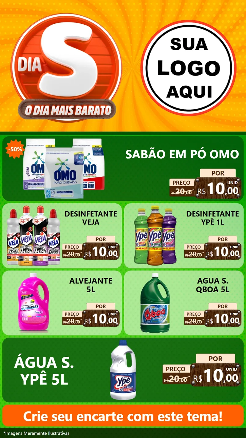 Modelo de TV para TV Vertical com o tema Dia S - O Dia Mais Barato para Produtos de Limpeza