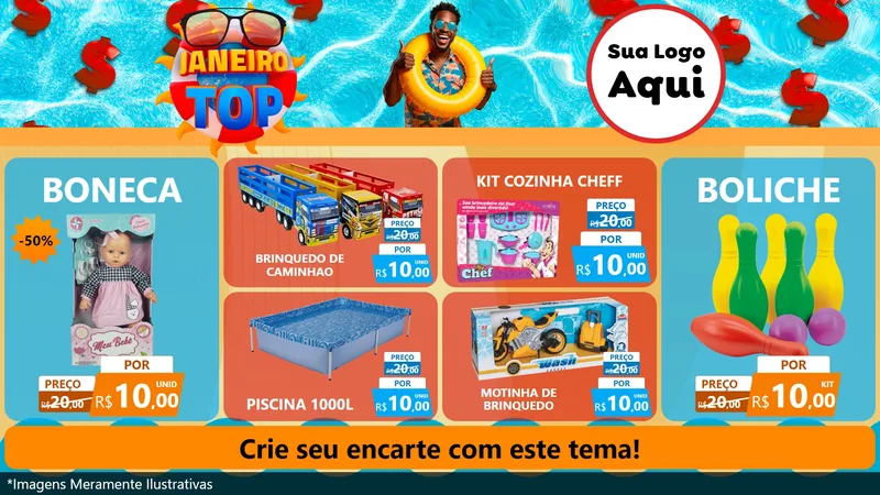 Modelo de TV para TV Horizontal com o tema Janeiro Top para Brinquedos