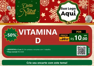Modelo de Cartaz para Cartaz A4 Horizontal com o tema Natal de Ofertas para Farmácia