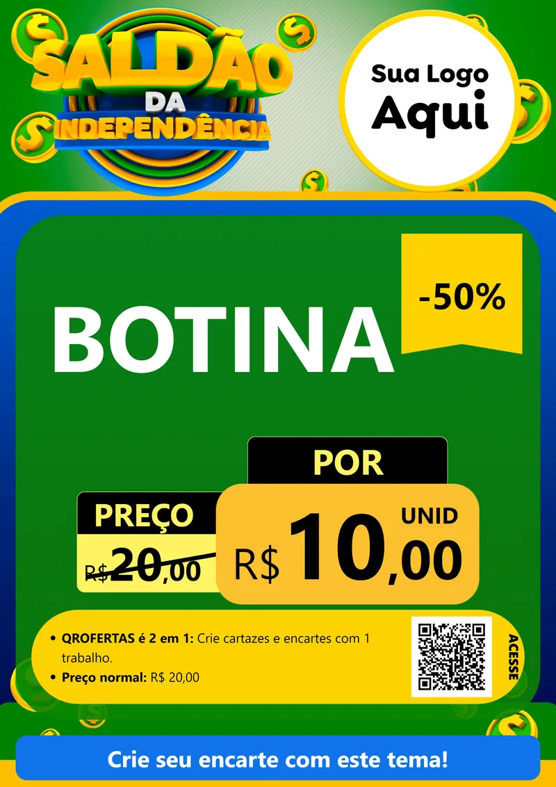 Modelo de Cartaz para Cartaz A4 Vertical com o tema Saldão da Indepêndencia para Agropecuária