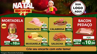 Modelo de TV para TV Horizontal com o tema Natal da Economia para Frios e Laticínios