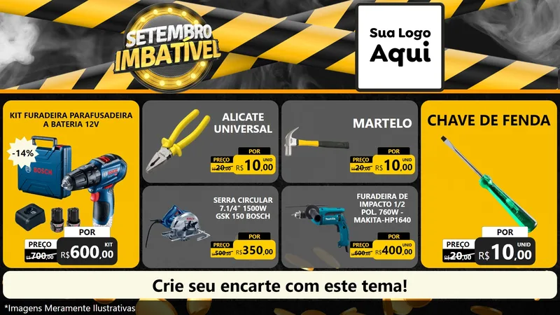 Modelo de TV para TV Horizontal com o tema Setembro Imbatível para Maquinas e Ferramentas