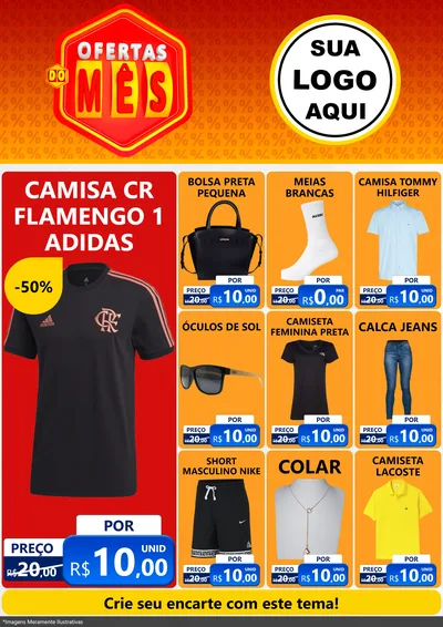 Modelo de Encarte para Encarte A4 Vertical com o tema Ofertas do Mês para Roupas e acessórios