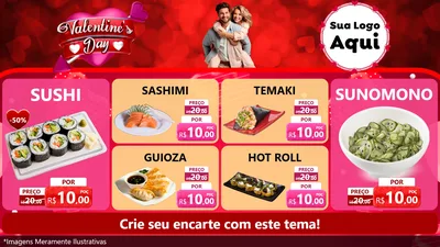 Modelo de TV para TV Horizontal com o tema Valentine's Day para Comida japonesa