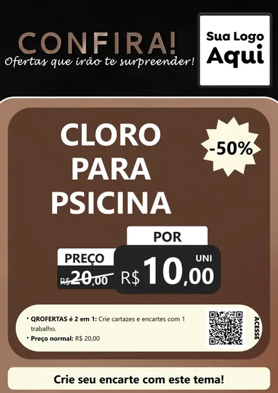Modelo de Cartaz para Cartaz A4 Vertical com o tema Confira! Ofertas que irão te surpreender! para Produtos para Piscina