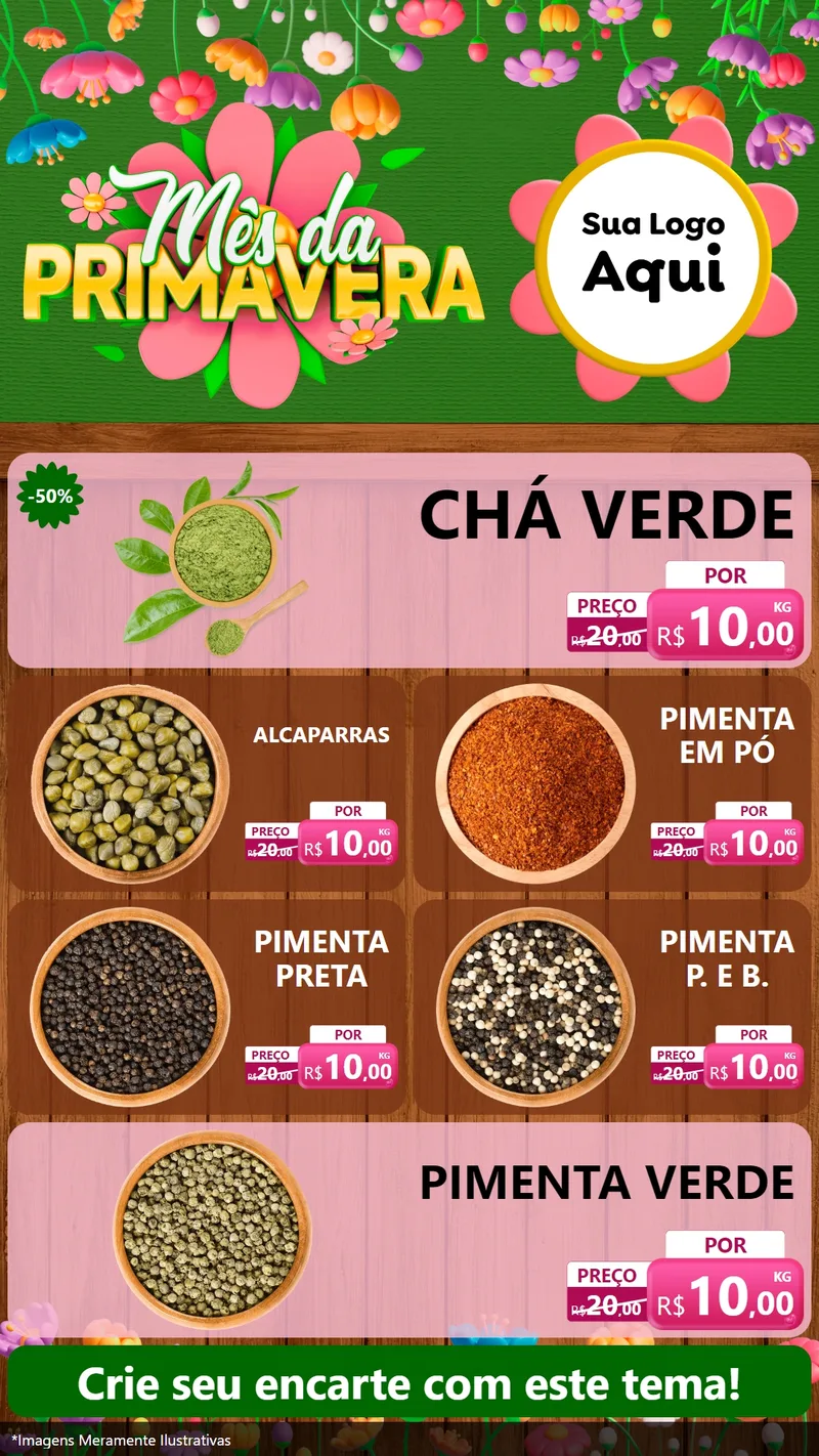 Modelo de TV para TV Vertical com o tema Mês da Primavera para Produtos Naturais