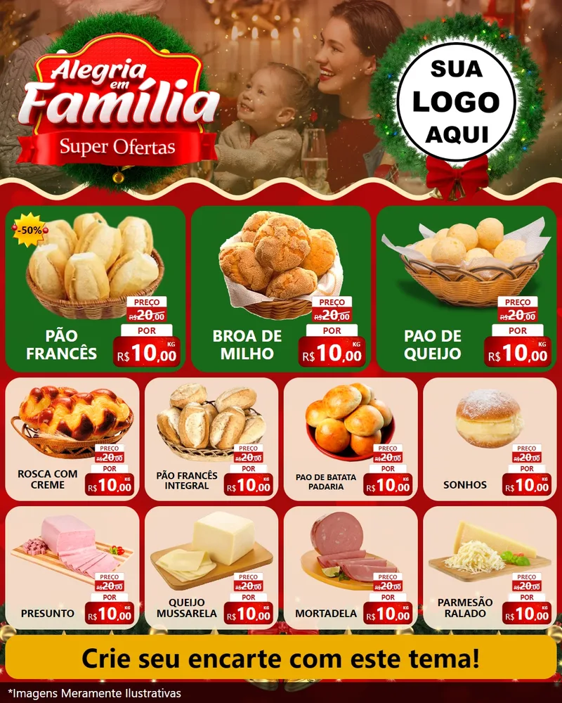 Modelo de Rede Social para Feed Instagram com o tema Alegria Em Família - Super Ofertas para Padaria