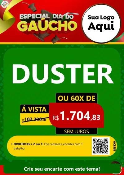 Modelo de Cartaz para Cartaz A4 Vertical com o tema Especial Dia do Gaúcho para Concessionaria de Carros