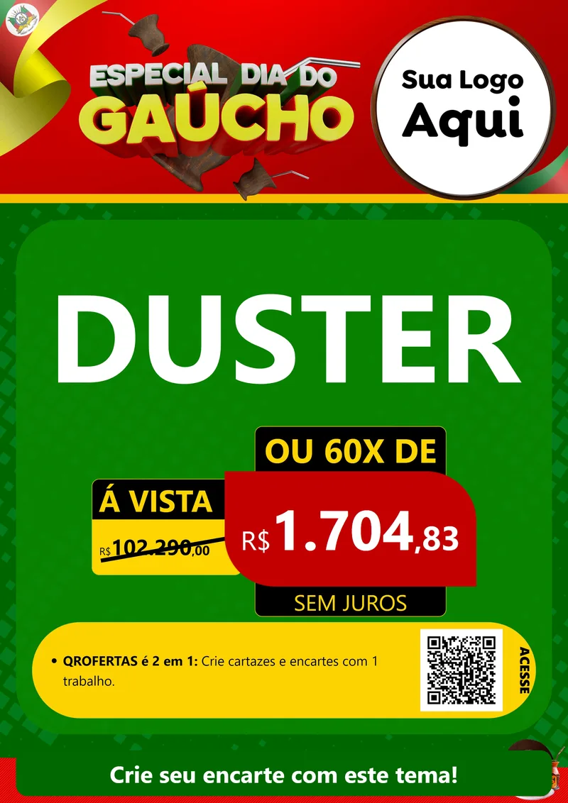 Modelo de Cartaz para Cartaz A4 Vertical com o tema Especial Dia do Gaúcho para Concessionaria de Carros
