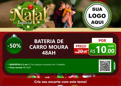 Modelo de Cartaz para Cartaz A4 Horizontal com o tema Natal Especial para Baterias Elétricas