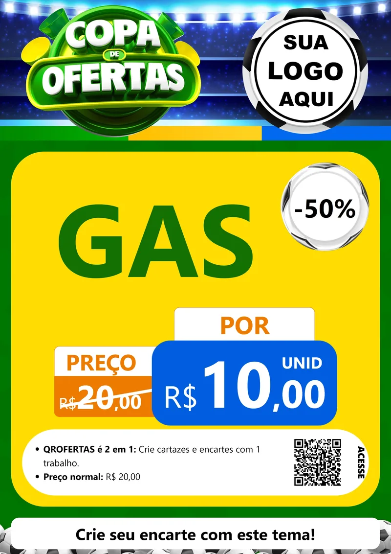 Modelo de Cartaz para Cartaz A4 Vertical com o tema Copa de Ofertas para Água e gás