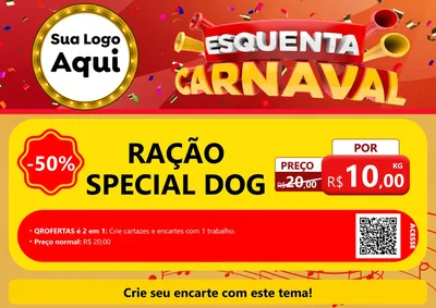 Modelo de Cartaz para Cartaz A4 Horizontal com o tema Esquenta Carnaval para Pet Shop