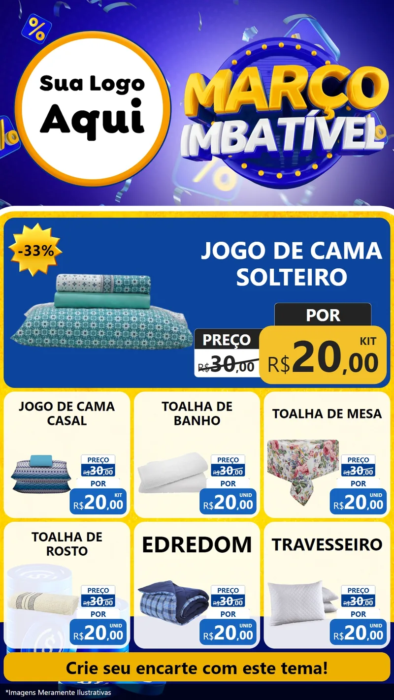 Modelo de Rede Social para Stories com o tema Março Imbatível para Cama, Mesa e Banho