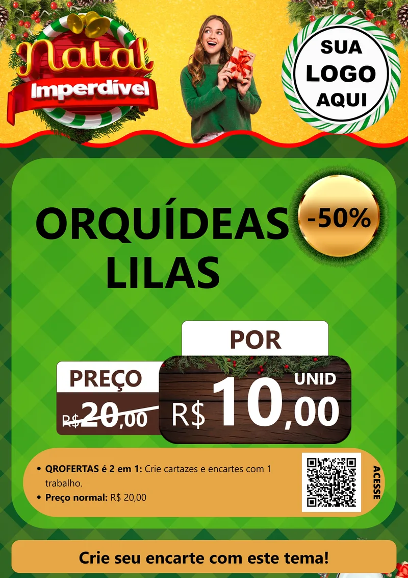Modelo de Cartaz para Cartaz A4 Vertical com o tema Natal Imperdível para Floricultura e jardim