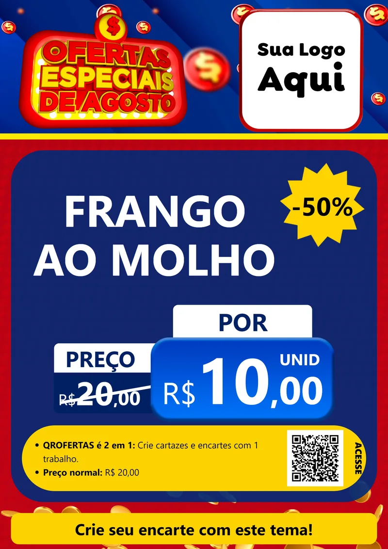 Modelo de Cartaz para Cartaz A4 Vertical com o tema Ofertas Especiais de Agosto para Restaurante