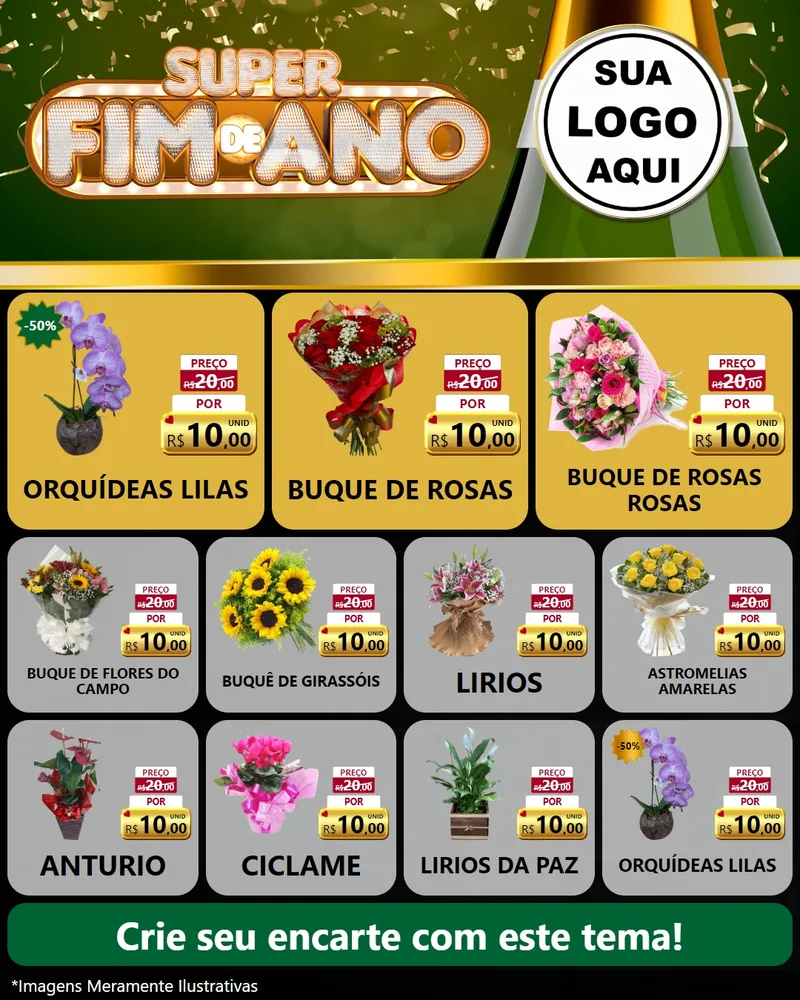 Modelo de Rede Social para Feed Instagram com o tema Super Fim de Ano para Floricultura e jardim