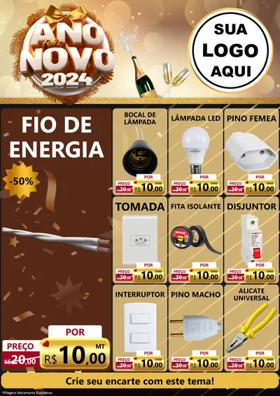 Modelo de Encarte para Encarte A4 Vertical com o tema Feliz Ano Novo 2027 para Materiais Elétricos