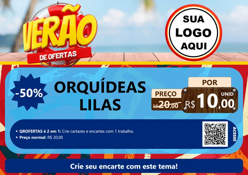 Modelo de Cartaz para Cartaz A4 Horizontal com o tema Verão de Ofertas para Floricultura e jardim