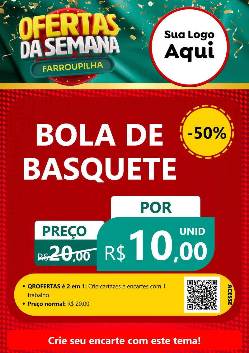 Modelo de Cartaz para Cartaz A4 Vertical com o tema Ofertas da Semana Farroupilha para Artigos Esportivos